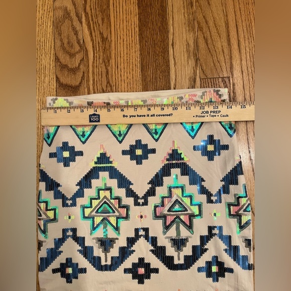 Express Women’s Pencil Skirt Size S Sequined Aztec Design  Zip Full Line - Picture 5 of 6